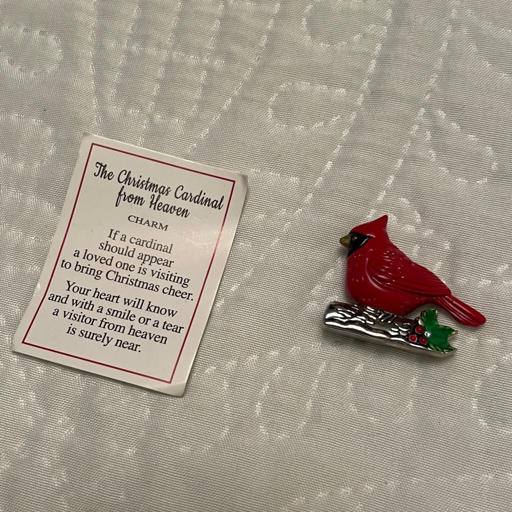 Metal Miniature Christmas Cardinal from Heaven Charm for Pocket Shelf or Held - Picture 9 of 9